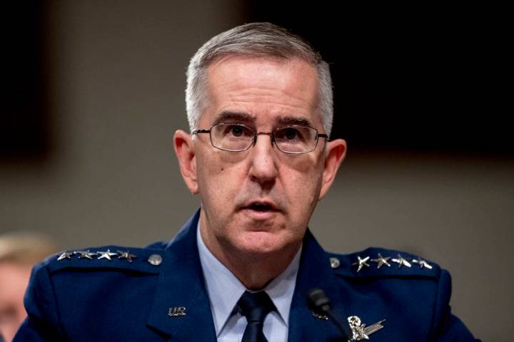 FILE - In this April 11, 2019, file photo, U.S. Strategic Command Commander Gen. John Hyten tes ...