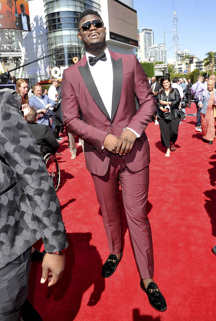 Zion Williamson, of the Duke University men's basketball team, arrives at the ESPY Awards on We ...