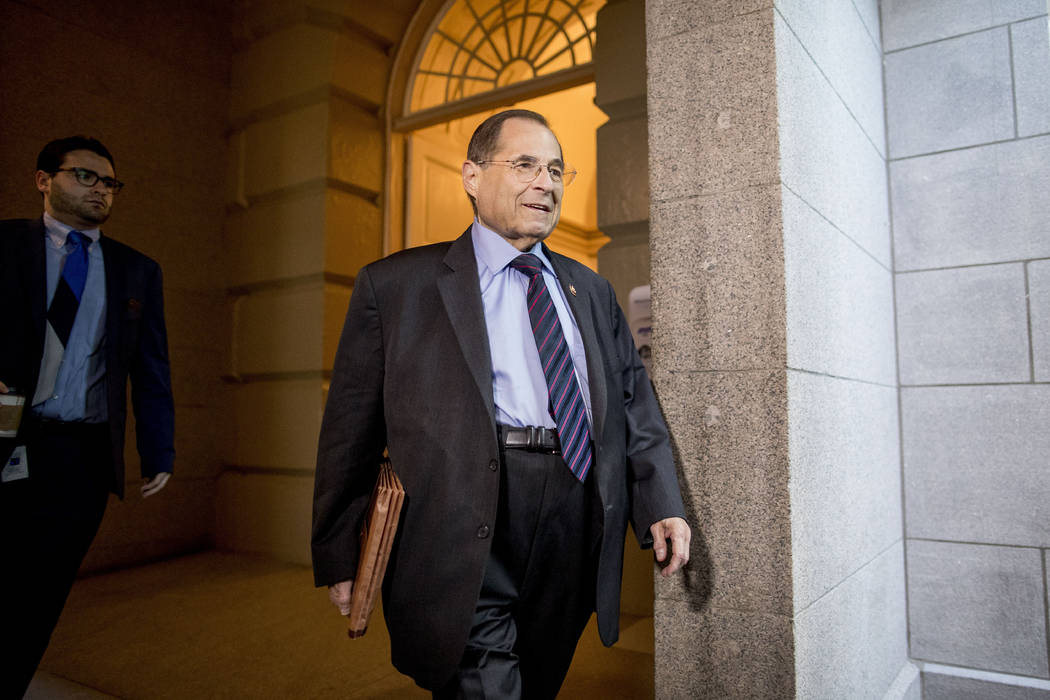 Judiciary Committee Chairman Jerrold Nadler, D-N.Y., arrives for a House Democratic caucus meet ...