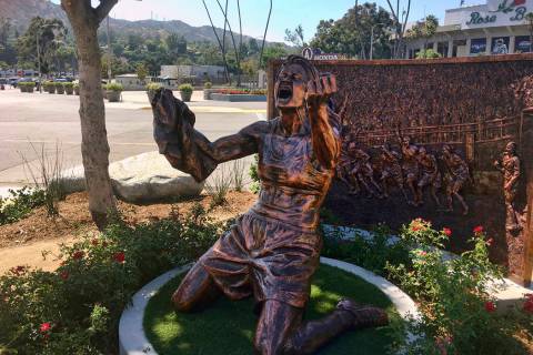 A statue capturing Brandi Chastain's iconic reaction to scoring the U.S. team's winning goal in ...