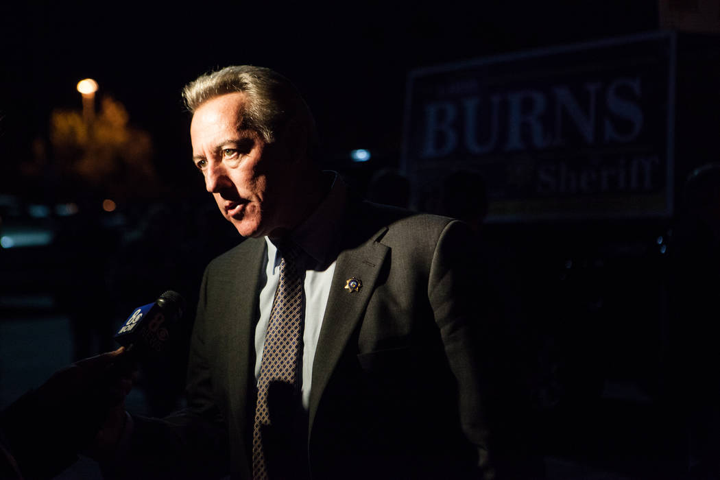 Las Vegas police Capt. Larry Burns speaks to the news media about his campaign for sheriff duri ...