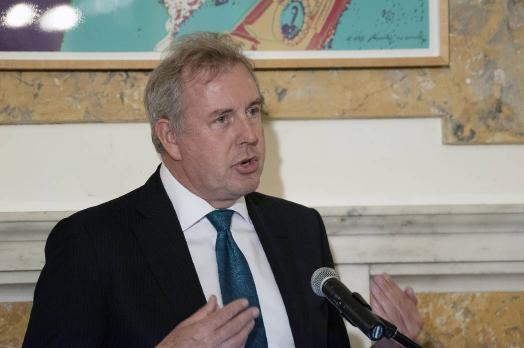 FILE - In this Friday, Oct. 20, 2017, file photo, British Ambassador Kim Darroch hosts a Nation ...