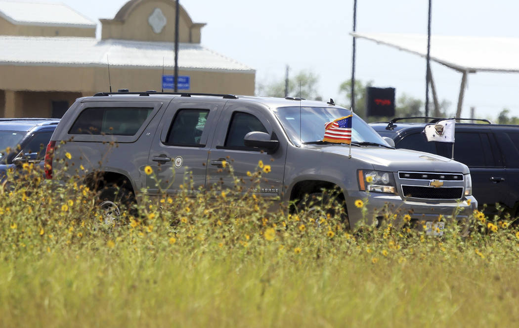 US Vice President Mike Pence leaves the migrant tent city in Donna, Texas Friday, July 12, 2019 ...