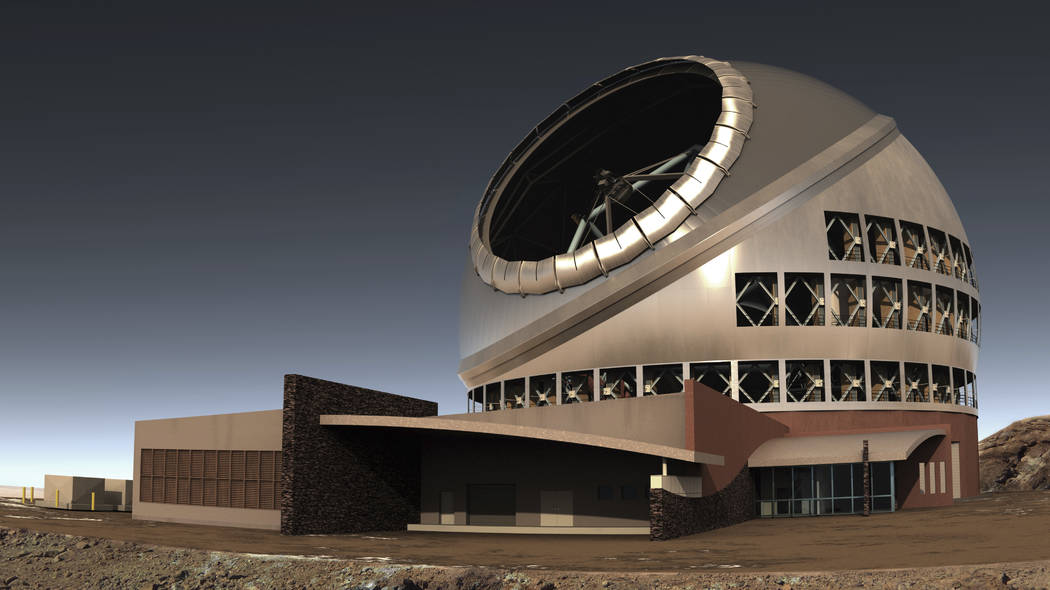 This illustration shows the proposed giant telescope on Mauna Kea on Hawaii's Big Island. (TMT ...