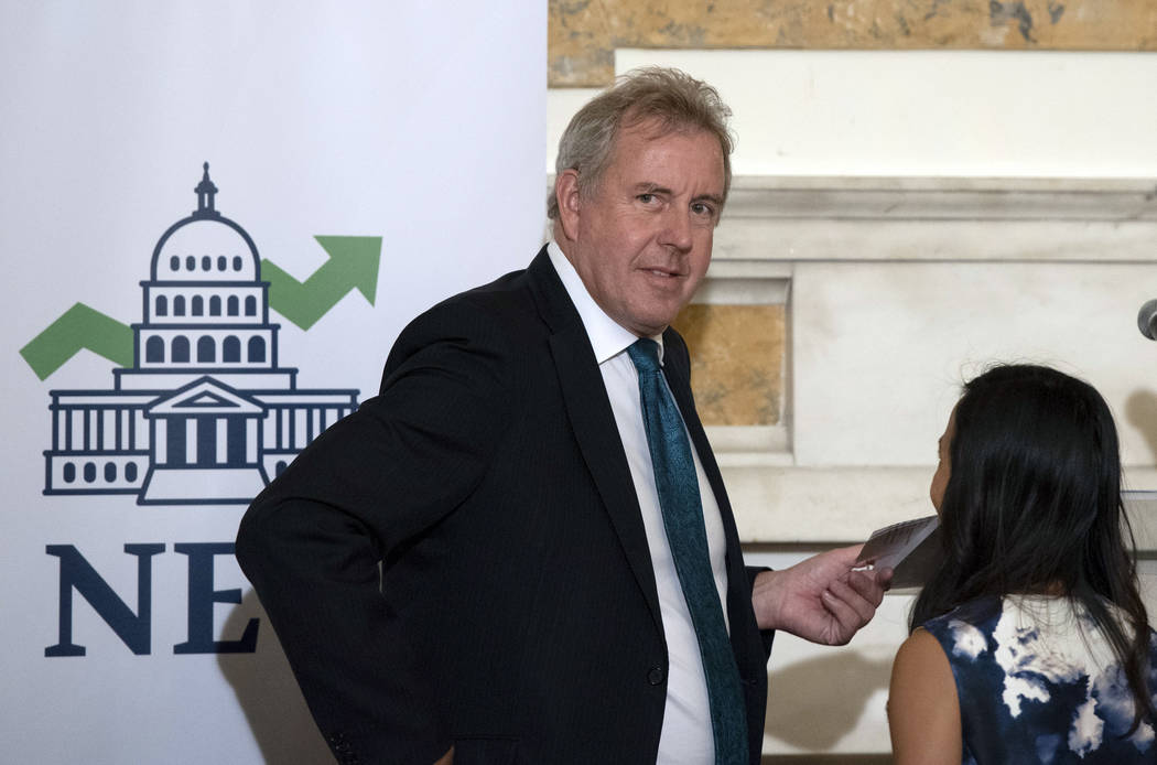 FILE - In this Friday, Oct. 20, 2017, file photo, British Ambassador Kim Darroch hosts a Nation ...