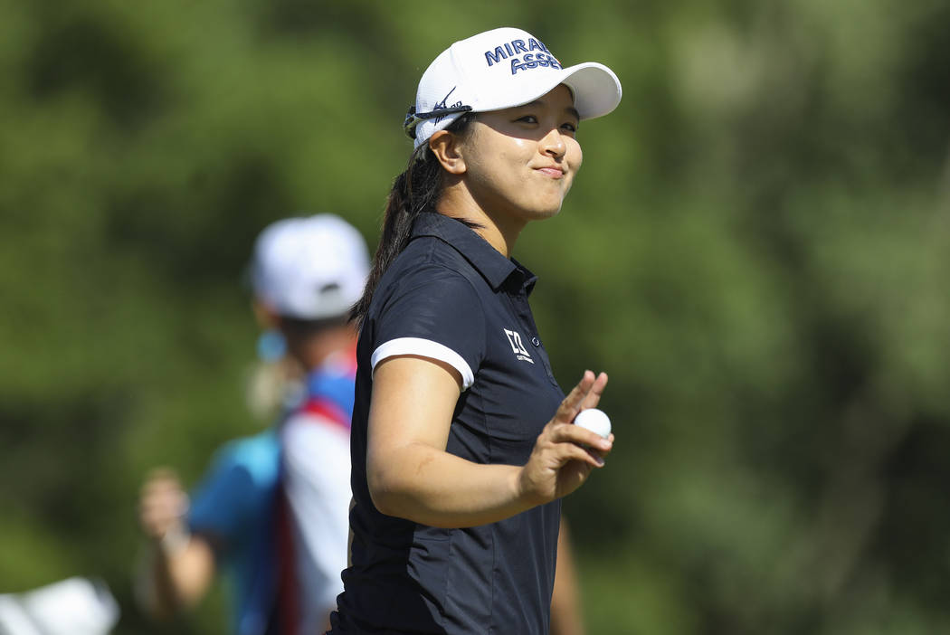 Sei Young Kim smiles and waves at the crowd as she wins the Marathon LPGA Classic tournament on ...