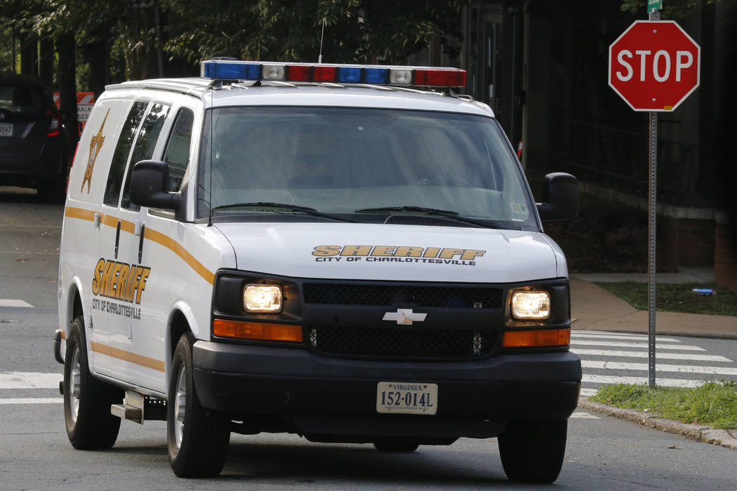 A Charlottesville Sheriff's van carrying James Alex Fields Jr., approaches the temporary Genera ...