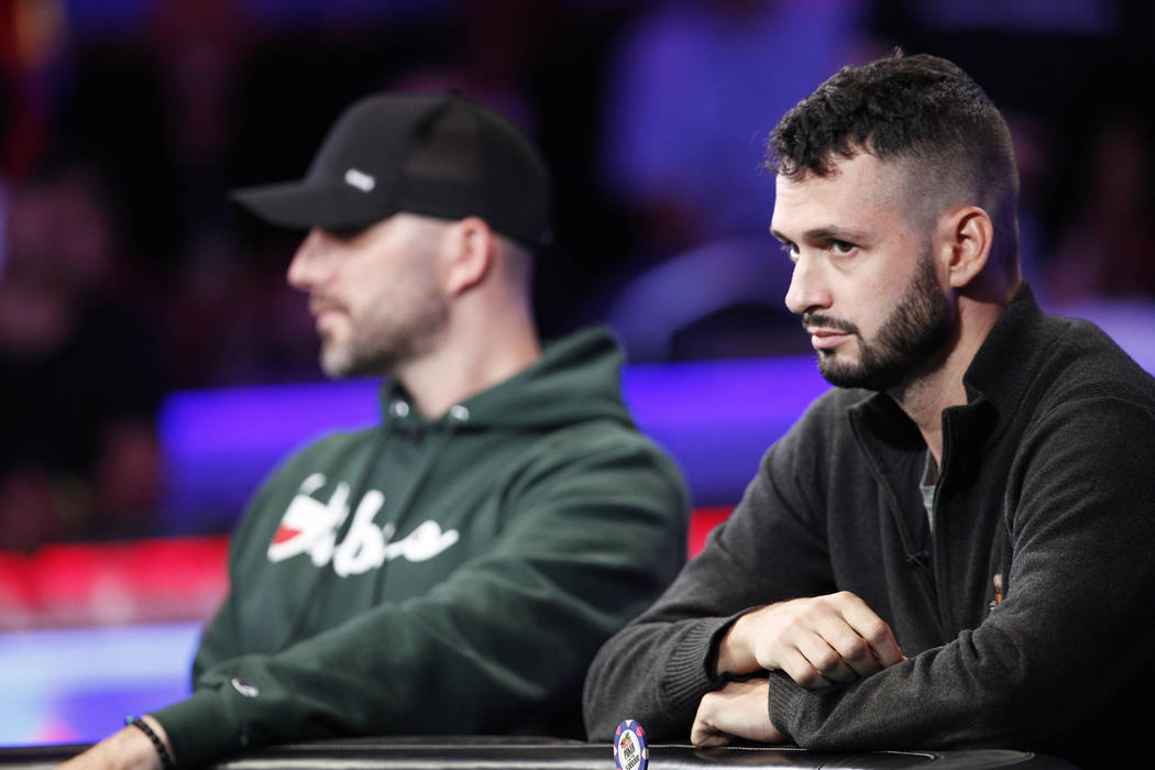 Alex Livingston on the second day of the main event final table at the World Series of Poker to ...