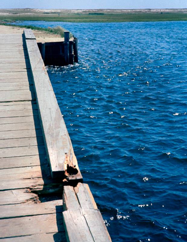 FILE - In this file photograph from 1969, skid marks and deck damage is seen on the Dyke Bridge ...