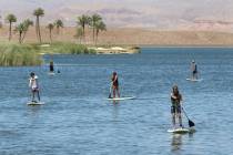 Laine Neunreiter, center, and her husband Aaron, far right, of Salt Lake City, take advantage o ...