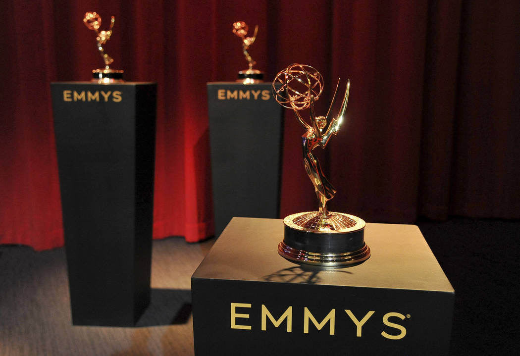 Emmy statuettes appear on stage prior to the start of the 71st Primetime Emmy Nominations Annou ...