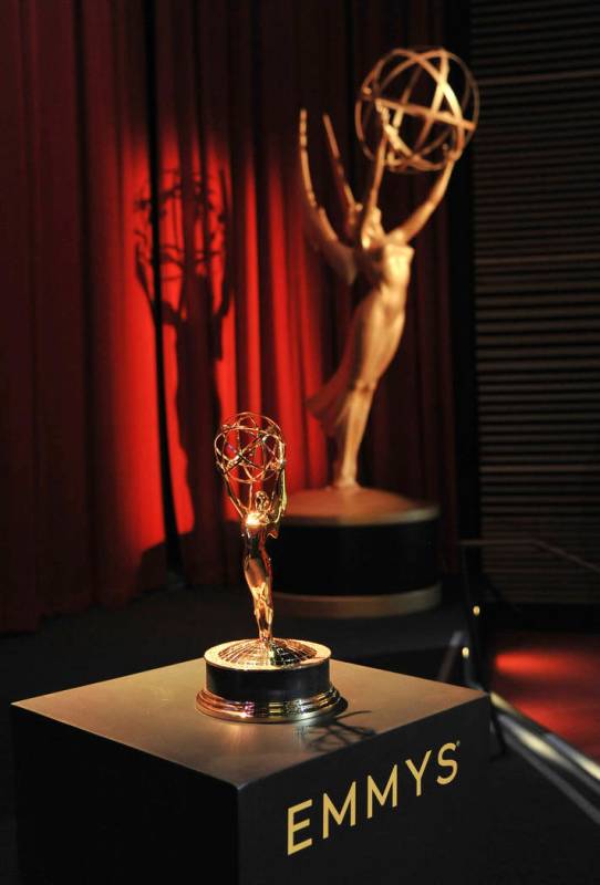 Emmy statuette and statue appear on stage prior to the start of the 71st Primetime Emmy Nominat ...