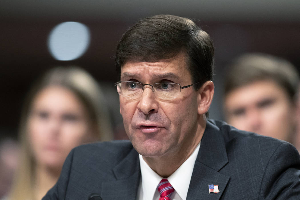 Secretary of the Army and Secretary of Defense nominee Mark Esper testifies before a Senate Arm ...