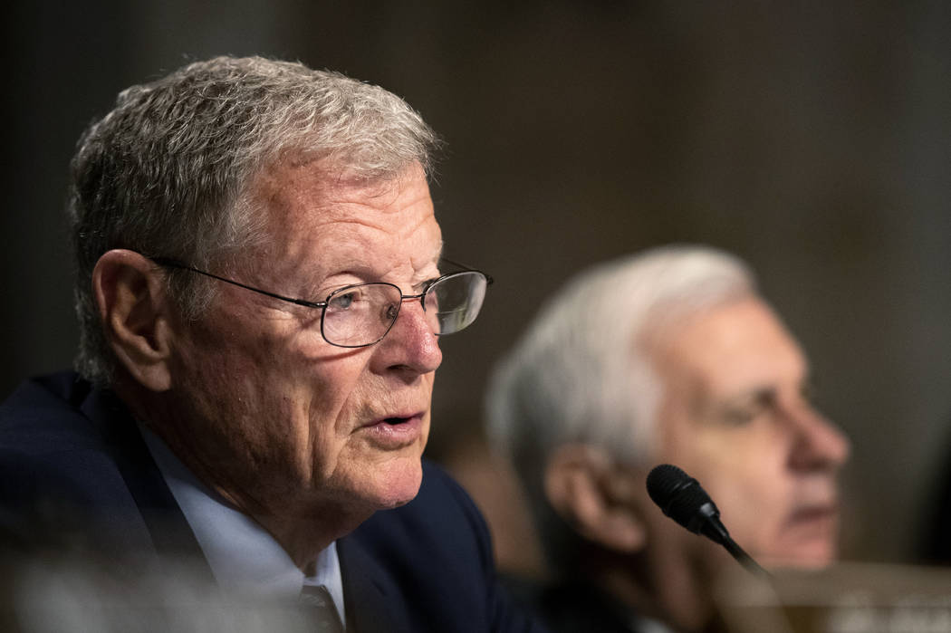 Senate Armed Services Committee Chairman Sen. James Inhofe, R-Okla., with ranking member Sen. J ...