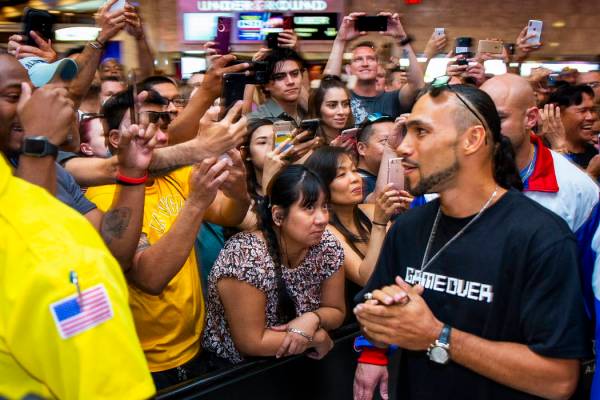 Boxer Keith Thurman makes his way past the crowd to the stage during his grand arrival to the M ...