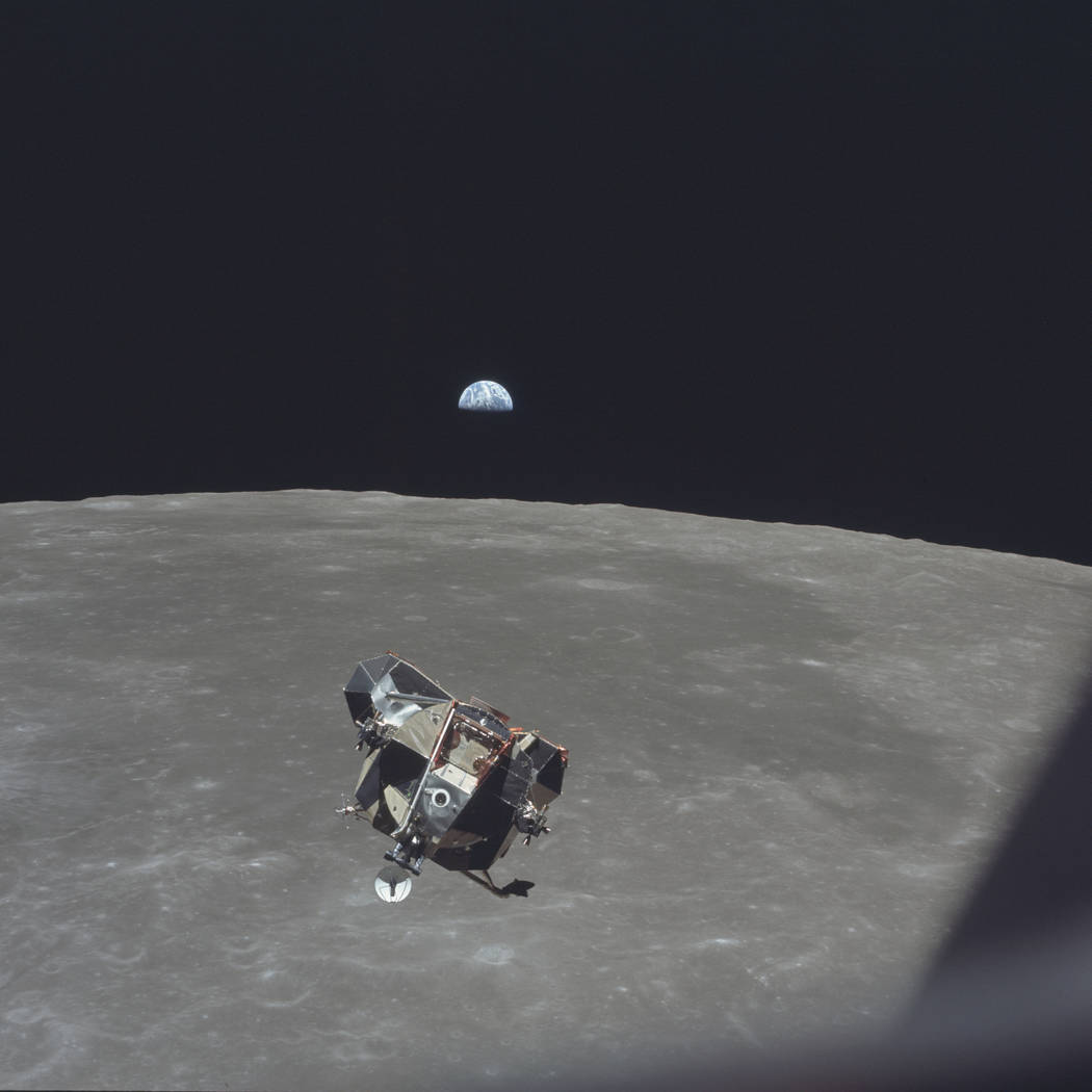 In this July 21, 1969 photo made available by NASA, the Apollo 11 Lunar Module ascent stage, ca ...