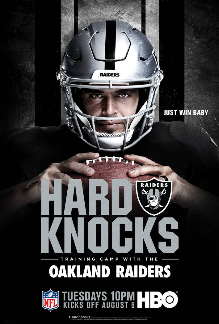 Raiders' Derek Carr John Gruden featured on an HBO poster for their upcoming series "Hard Knock ...