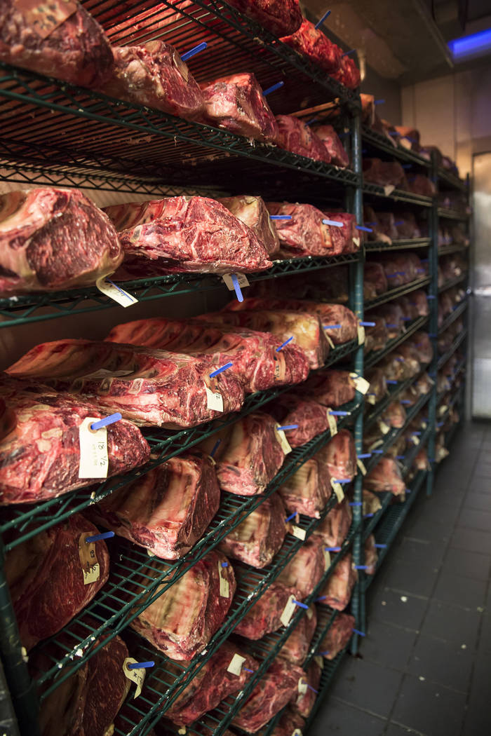 Drying aging at Delmonico Steakhouse at The Venetian on the Las Vegas Strip. (Delmonico Steakhouse)