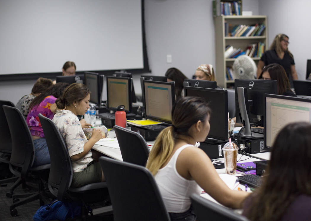 The Math Bridge class at UNLV in Las Vegas, Thursday, July 18, 2019. The class is a way for stu ...