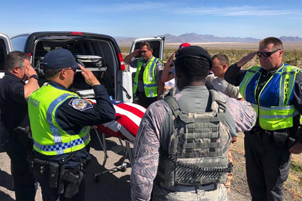 An airman from Nellis Air Force Base died in a rollover crash on U.S. Highway 95 near Lee Canyo ...