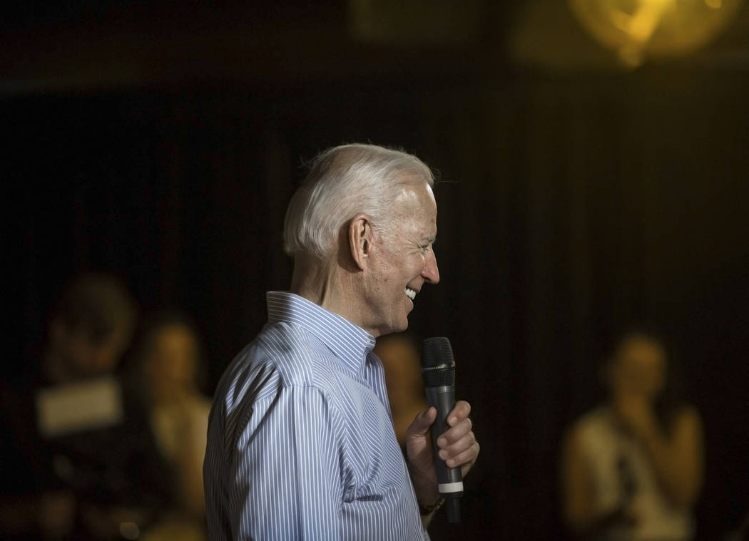 Democratic presidential candidate former Vice President Joe Biden speaks during Local Brews and ...