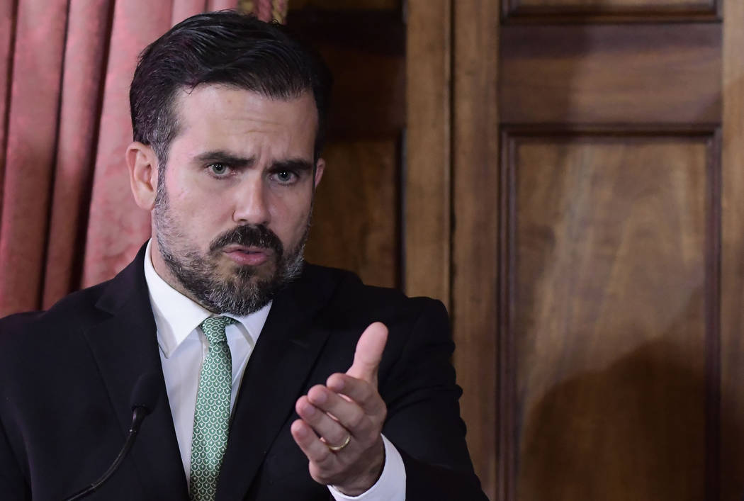 Puerto Rico Gov. Ricardo Rossello speaks during a press conference in La Fortaleza's Tea Room, ...