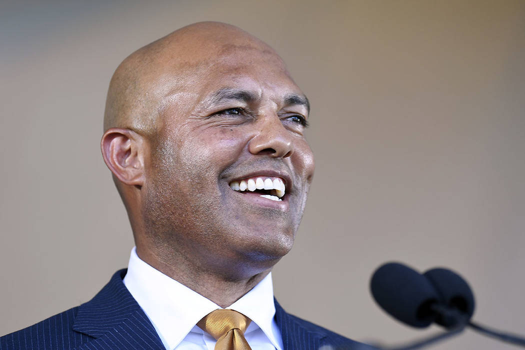 Former New York Yankees pitcher and National Baseball Hall of Fame inductee Mariano Rivera spea ...