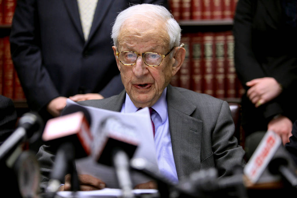 Manhattan District Attorney Robert Morgenthau speaks during a press conference in New York in D ...