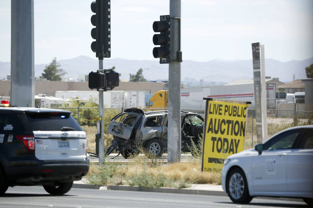 One person was killed in a multivehicle crash at the intersection of Nellis Boulevard and Carey ...