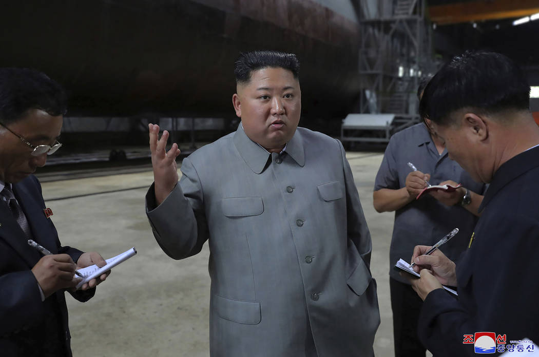 In this undated photo provided on Tuesday, July 23, 2019, by the North Korean government, North ...