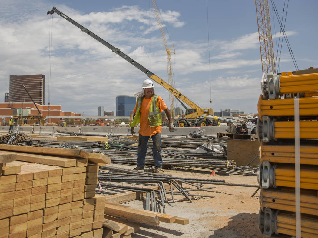 Construction continues on the MSG Sphere at The Venetian on Tuesday, July 23, 2019, in Las Vega ...