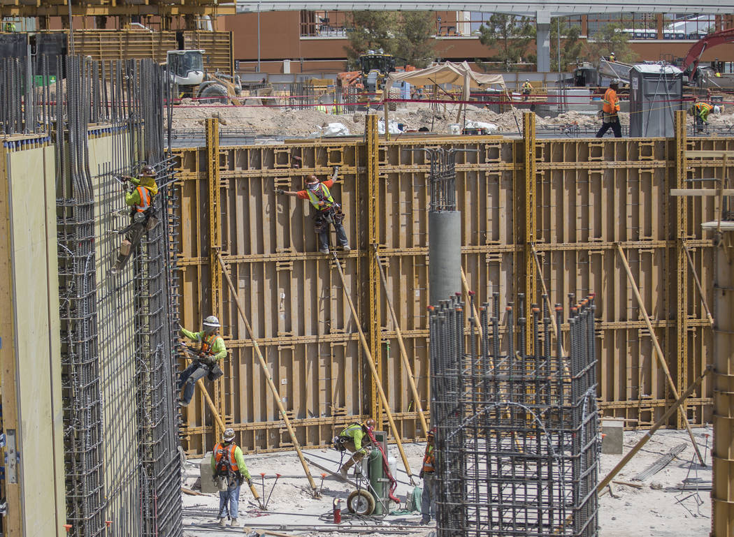 Construction continues on the MSG Sphere at The Venetian on Tuesday, July 23, 2019, in Las Vega ...