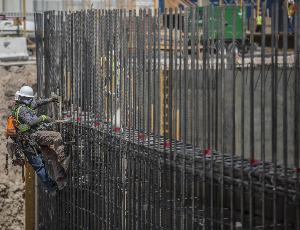 Construction continues on the MSG Sphere at The Venetian on Tuesday, July 23, 2019, in Las Vega ...