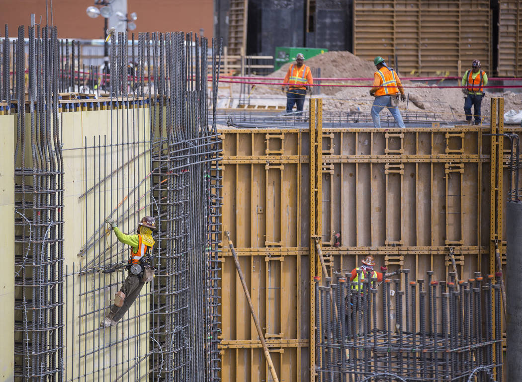 Construction continues on the MSG Sphere at The Venetian on Tuesday, July 23, 2019, in Las Vega ...