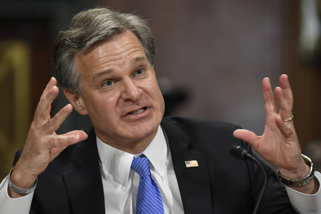 FBI Director Christopher Wray testifies before the Senate Judiciary Committee on Capitol Hill i ...