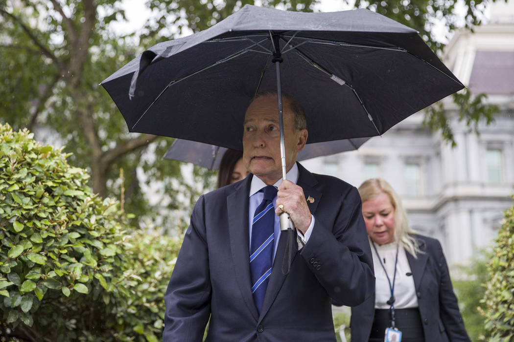 White House chief economic adviser Larry Kudlow speaks with reporters, Tuesday, July 23, 2019, ...