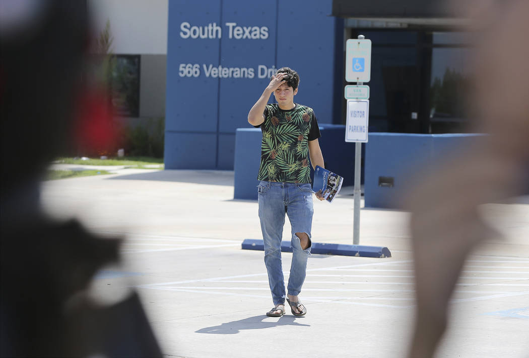 U.S. citizen Francisco Galicia, 18, walks out on his own from the South Texas Detention Facilit ...