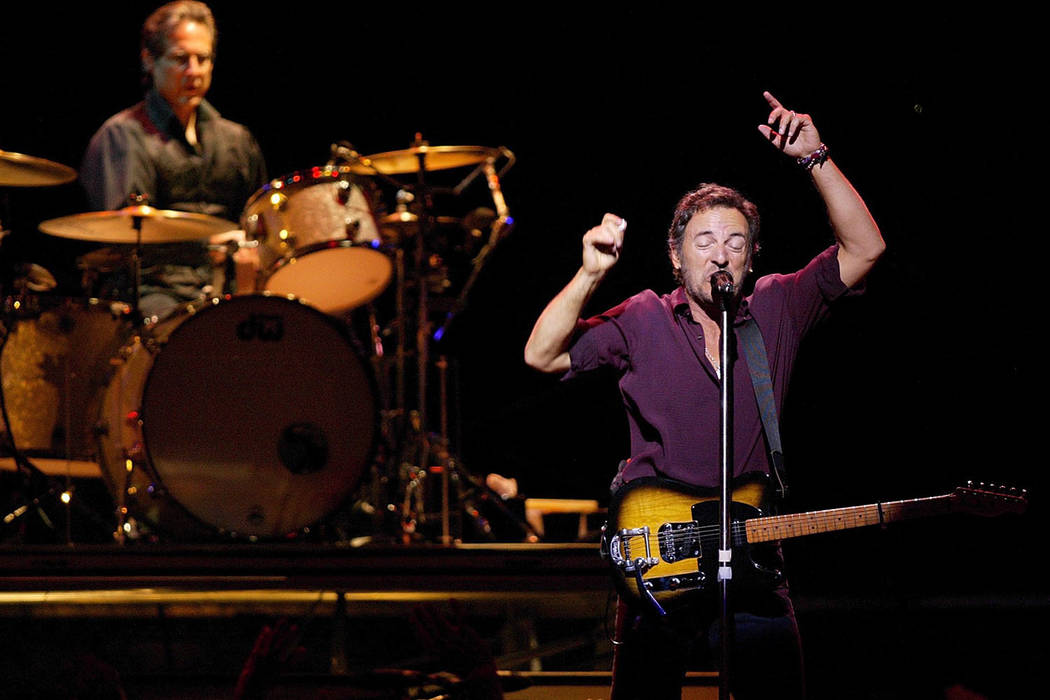 Bruce Springsteen sings Sunday, August 18, 2002 at the Thomas and Mack Center on the UNLV campu ...