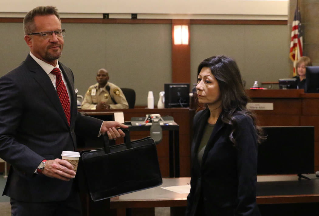 Former Las Vegas Police detective Pamela Bordeaux leaves the courtroom at the Regional Justice ...