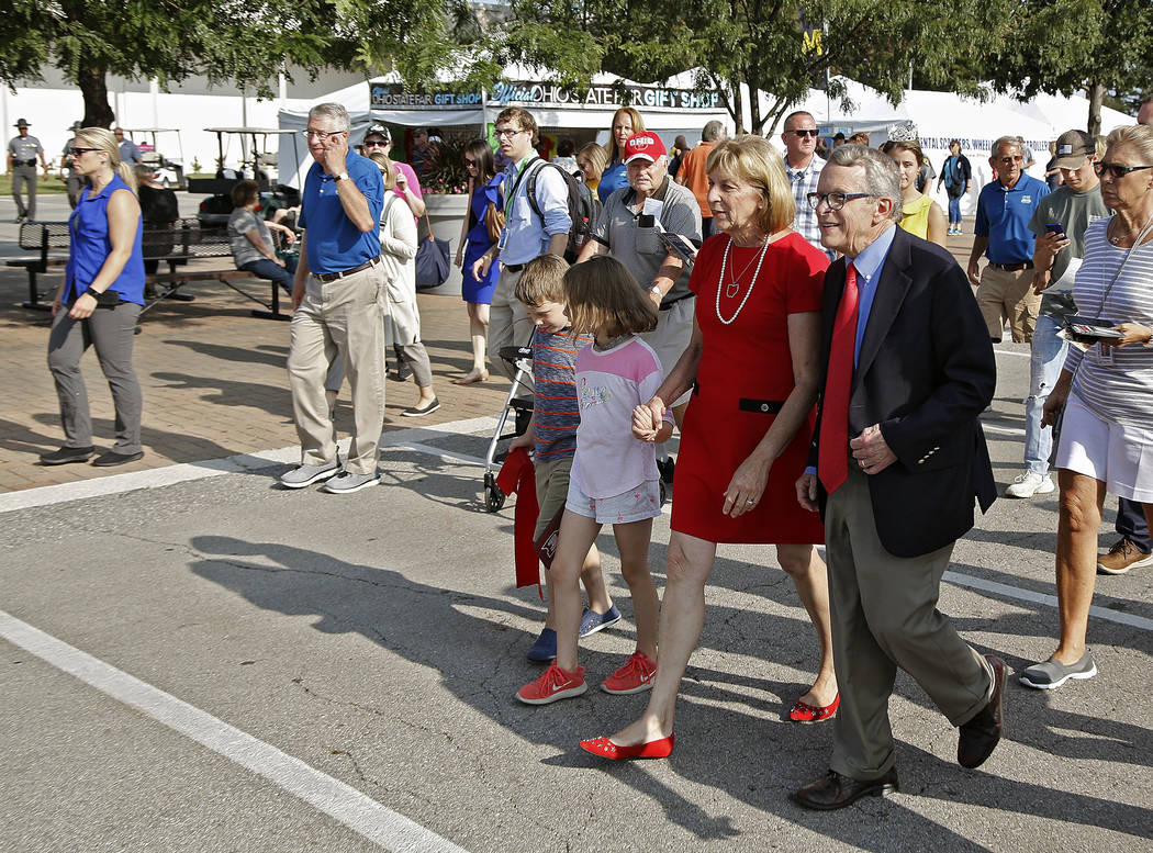 Ohio Gov. Mike DeWine his wife Fran and grandchildren Jean Dudukovich, 8, and Steven Dudukovich ...