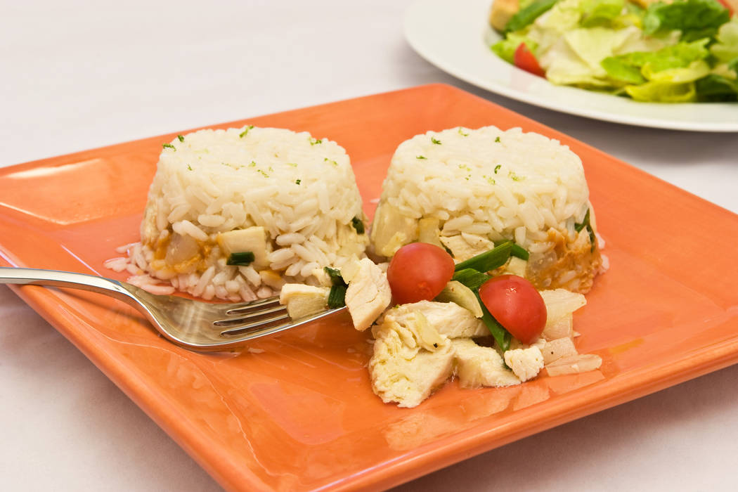 Carolina gold rice "cupcakes" with spicy peanut filling.