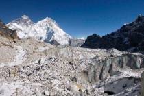 This 2014 photo provided by Joshua Maurer shows the Changri Nup Glacier in Nepal, much of it co ...