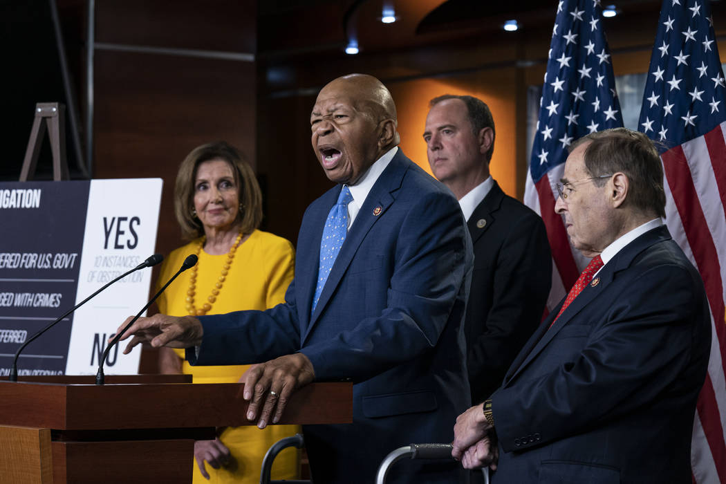 From left, Speaker of the House Nancy Pelosi, D-Calif., House Oversight and Reform Committee Ch ...