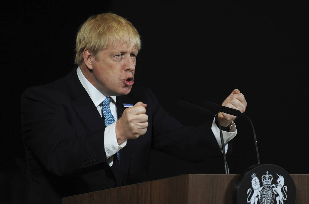 Britain's Prime Minister Boris Johnson during a speech on domestic priorities at the Science an ...