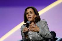 Democratic presidential candidate Sen. Kamala Harris, D-Calif., speaks during a candidates foru ...