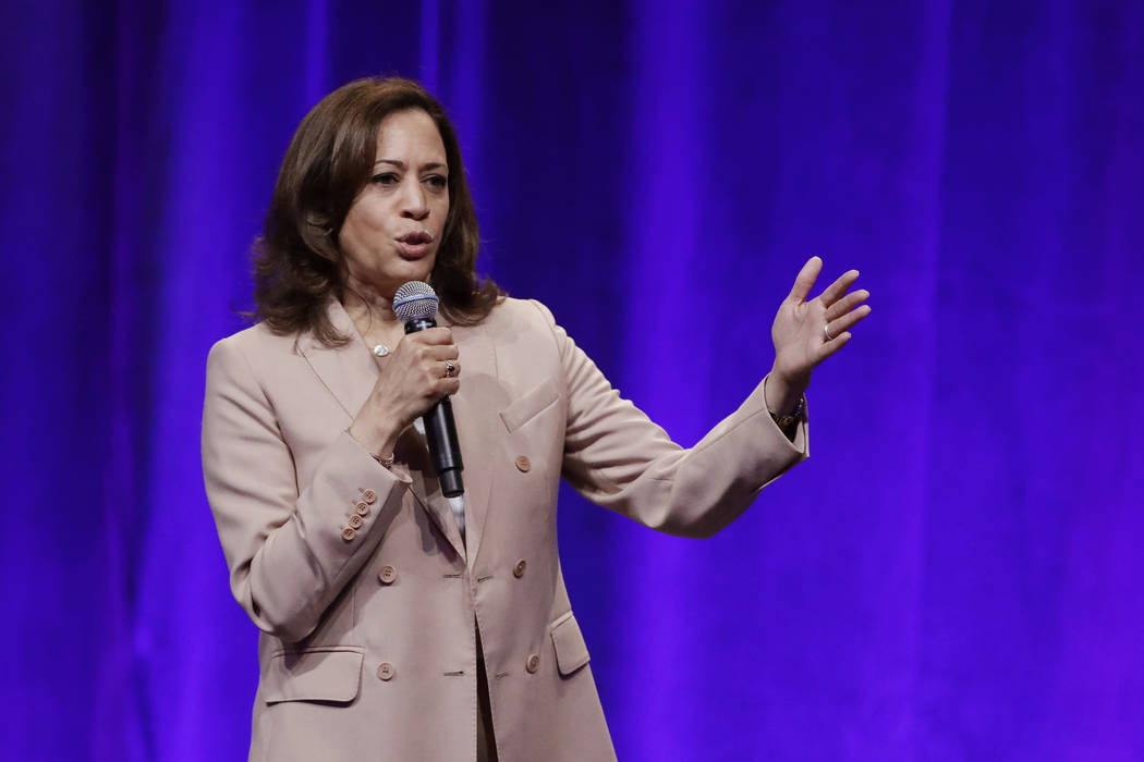 Democratic presidential candidate, Sen. Kamala Harris, D-Calif., speaks during the National Urb ...