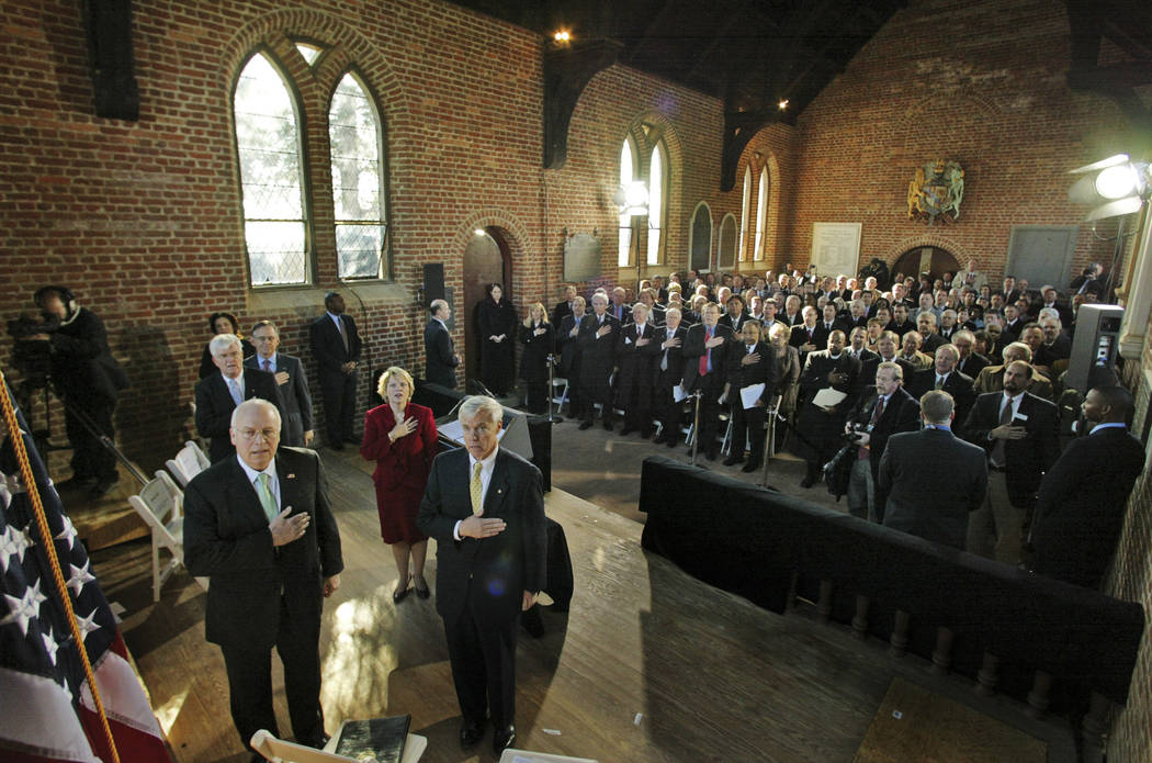 FILE - In this Jan. 10, 2007, file photo, Vice President Dick Cheney, left, is joined by Virgin ...