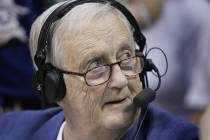 Kansas broadcasting legend Max Falkenstien works his pregame show before the Colorado vs Kansas ...