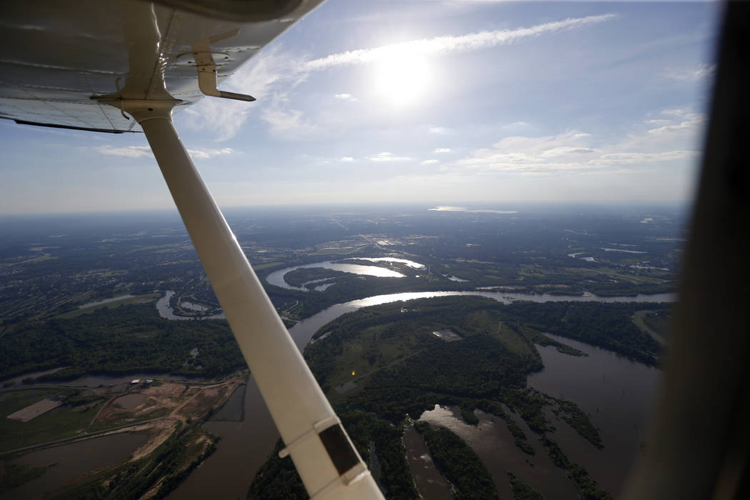 In this June 7, 2017 photo, the Red River is seen in this aerial photo from a private plane nea ...