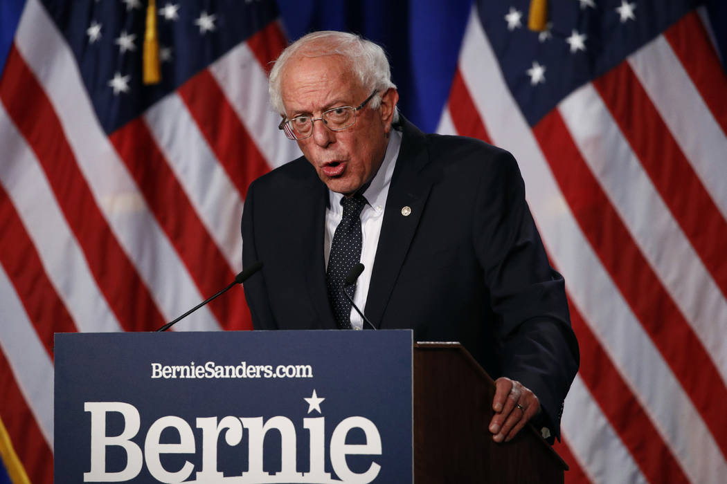 Democratic presidential candidate, Sen. Bernie Sanders, I-Vt., gives a speech on his "Medi ...